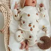 Giyim setleri 03T doğumlu çocuk bebek kız kızlar giysi seti uzun kollu pamuk üst ve pantolon takım elbise seti sevimli tatlı pijama pijamaları set kıyafeti 230201