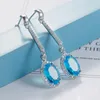 Boucles d'oreilles cerceau mode bleu Zircon longue pour les femmes corée créatif capricieux gland balancent goutte mariage bijoux cadeau