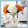 Decorative Flowers Wreaths 47Cm Artificial Hydrangea Flower Head Fake Silk Single Real Touch Hydrangeas For Wedding Centerpieces H Ot3Of