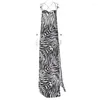 Sukienki swobodne Zebra Print Spaghetti Strap Summer Maxi Sukienka Seksowna bez pleców długa plaża z rozciętą modą w paski boho