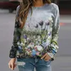 Kvinnorjackor Kvinnors 3D -tryck Oljemålning Floral Sweatshirts Casual O Neck Topps Landscape Pullvoer Long Sleeve Shirt Clothes Sudaderas 230131