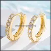 Charm Fashion Cubic Zirconia Crystal Small Hoop Earrings for Women Girl Korean Style Round Clip Stud Gold Sier Design Jewelry Gift D OTLMH