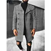 Mélange de laine pour hommes, vêtements à la mode, manteau à carreaux, Double boutonnage, revers mi-long, automne-hiver, 230201