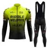 Cycling Jersey Sets Autumn Black Set lange mouw Huub kleding Sports Ademende Men Road Bike Suit MTB -broek dragen 221201