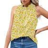 Kvinnors tankar Kvinnor Summer Elegant ärmlös Halter Floral Print Blueses and Shirts 2023 Femme Casual Shirt Topps Sexig Pullover Tunika