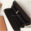 Plånböcker Hight Quality Leather Gradient Zippy Long Women Luxury Bag Sarah Victorine Coin Purse Card Holder Designer Clutch Bags Lady Dhj7s