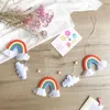 Wanddekoration INS Filz Wolke Strickwolle Regenbogen Quaste Wandbehang Dekor Boho Holzperlen Girlande Anhänger Kinderzimmer Zuhause Kinderzimmer Dekor 230131