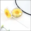 Anhänger Halsketten Mode Echte Trockene Sonnenblume Handgemachte Natürliche Dip Daisy Halskette Für Frauen Geschenk DIY Schmuck Zubehör Seil Pullover Otljr