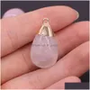 Charms elegant naturlig sten vattendropp hänge rose kvartsläkning reiki crystal diy halsband örhängen kvinnor mode smycken dhgarden dhjqx