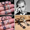 Backs oorbellen Mode roestvrij staal Pijnloze oorclip voor mannen/vrouwen Punk Black Cross Chain Star Non Piercing Fake Sieraden