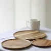 Plates Japanese Acacia Wooden Round Tray Saucer Tea Set Household Fruit Snack Dessert Breakfast Bread Pizza