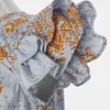 Girl's 2 tot 16 jaar Nieuwe 2022 Girls Summer Kleding Kinderjurken Tiener kinderen Retro Floral Beach Jurk Fly Mouw Cotton Ruffles #6056 0131