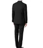 Abiti da uomo Costume Homme Abito da uomo nero 2 pezzi Blazer Pantaloni One Button Tuxedo Risvolto trasparente Pure Fashion Business Modern Wedding