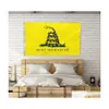 Banner flaggor 3x5ft Yellow Snake Gadsden State Flag Tea Party Dont Tread OM Me Home Garden Decoration 90x150cm Drop Delivery Festive S DHU07