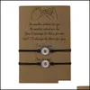 Braccialetti con ciondoli 2 pezzi/set corda per biglietti di auguri per donna coppia braccialetto di girasole in cera con accessori per gioielli regalo di Natale consegna di goccia Ot1Fw