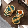 Tapis Coussinets Tasse À Café Pad Dessous De Verre Chinois Napperon Bambou Étanche Insation Thé Cuisine Table Décoration Plaque Tapis Drop Delivery Dhsvy