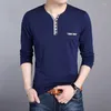 Erkek Tişörtleri Tişörtler Erkekler Sonbahar Pamuk Gömlek Düz Renk Kış Tshirt Uzun Kollu Üst Marka İnce Fit Tee Boyutu XXXL 5XL