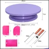 Bakgebakgereedschap 6 stks/set plastic cake draaitafel roterende deeg mes decoreren crème cakes standaard roterende tafel diy gereedschap druppel d dhqrc