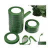 Decoración del partido 12Mm Cinta de tallo floral Cors Ojal Flor artificial Estambre Envoltura Floristería Cintas verdes Suministros de nylon Entrega de gota Dhgl8