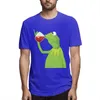 Herr t-skjortor The Frog Sipping Short Sleeve T-shirt Summer Tops Fashion Tees