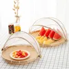 Other Kitchen Tools HandWoven Tent Basket Tray Fruit Vegetable Bread Storage Outdoor Picnic Mesh Food Lid Net Cover Gadgets 230201