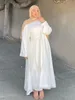 Etnische kleding ins mode djellaba moslims sets 2 -delige zijdeachtige pakken elegante lange islamitische vrouwen bescheiden slijtage slijtage satijn eid wy935 230131