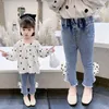 ジーンズキッズビッグボーガールドットパターン幼児夏の子供の服