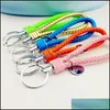 Party Favor Pu Leather Fl￤tad nyckelring Manuell v￤vd rep Keyring Bag Pendant Key Chain Holder Car Keyrings Men Women Ring DBC Drop Dhwn8