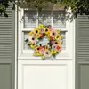 Decorative Flowers Gerbera Wreath Artificial Flower With Leaves Welcome Front Door Hanging Decoration Brightly Coloured Garland#g