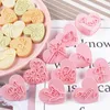 ベーキング金型10pcs/box love shape cookie cutter set valentines dayギフトハート型ビスケットフォンダンエンボッサースタンプキッチンアクセサリー