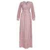 Casual Dresses African Elegant Dress Women For Wedding Party Golvlängd Fullärm V Neck lyxig kvällsnatt Vestidos Mujer