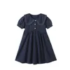 Девушки девочки Летнее платье 2022 Новая модная детская одежда Ретро детские элегантные платья принцессы #6946 0131