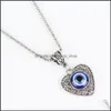 Pendant Necklaces Fashion Jewelry Hollow Out Heart Evil Eye Necklace Blue Eyes 3762 Q2 Drop Delivery Pendants Dhlgs