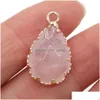 Charms Gold Claw Edge Healing Waterdrop Natural Stone Rose Quartz Crystal Pendant Diy Necklace Women Fashion Jewelry Finding Dhgarden Dhkn0