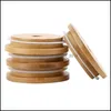 Drinkware deksel bamboe dop herbruikbaar houten metselaar jar deksels 70 mm 86 mm met st gat en sile afdichting voor conserven drinkpotten top deli ot3ia