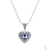 Pendant Necklaces Fashion Jewelry Hollow Out Heart Evil Eye Necklace Blue Eyes Drop Delivery Pendants Dhml7