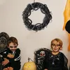 Decoratieve bloemen Zwart Rattan krans eng met en realistische slangen griezelige Halloween -feestartikelen muur