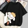 Polos Femmes Mignon Dessin Animé Filles T-shirt Pur Coton Streetwear Classique Casual Tops Taille Extra 100kg Porter Lâche Été Femme T-shirts