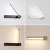 Wall Lamp Modern Revolving Bedside Sconce 15W Creative Black White LED Mirror Light Dim For TV Background Aisle El Lighting