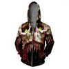 Men's Hoodies 3d Zipper Sweatshirts Men Women College Cosplay Streetwear Kpop Horror Halloween