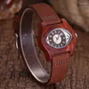 Wristwatches Creative Eye Shape Women Ladies Watch Simple Wood Leather Band Quartz Wrist Horloges Montres For Gift