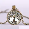 Pendant Necklaces Fashion Jewelry Vintage Time Gem Cabochon Tree Of Life Necklace Drop Delivery Pendants Dhkc2