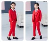 Ternos femininos de terno formal vermelho Conjunto de casamentos de princesa para crianças Costumo Caderno infantil Camisas de colete