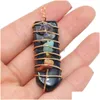 Charms Wrap Natural Stone 7 Chakra Arrowhead Shape Pendum Pendant Lots Quartz Healing Reiki Crystal Finding For Diy Necklace Dhgarden Dhzqa