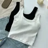 Women's Tanks Camis Women's Vest One-Piece No Steel Ring Cotton Chest Pad Wide Shoulder Sports Yoga Vest Underwear Black White Bra Tank Top Women Y2302