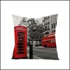 Federa per cuscino Stampa su un lato British Wind Federa per la casa Divano letto Decor Cuscino Er Flag Square Cotton Linen Office Dh1407 Drop Del Dh3Fh