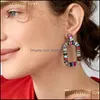 Dangle Chandelier Colorf Crystal Square Boucles d'oreilles Arrivée Bijoux de mode Ethnique Big Strass Géométrie pour Lady Femmes Drop Deliver Otlyz