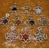 Hänge halsband 6st naturlig sten hexagonal stjärna glittrande halsband hängen läker kvarts behandla kristall charm för smycken som gör gratis