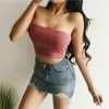 Damestanks 2023 Solid kleur strapless tanktops sexy vrouwen bustier tube crop top stretch bralette bralette bralette pullover corset zomer t -shirt