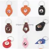 Keychains Lanyards 패션 가죽 승화 블랭크 액세서이 DIY 디자이너 하트 라운드 키 체인 지갑 핸드백 자동차 키 링 보석 DHYAD